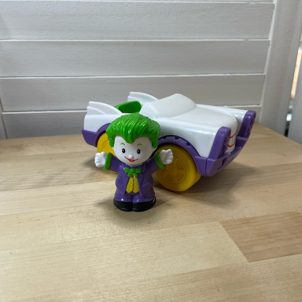 Little People DC Joker figure with his joker vehicle